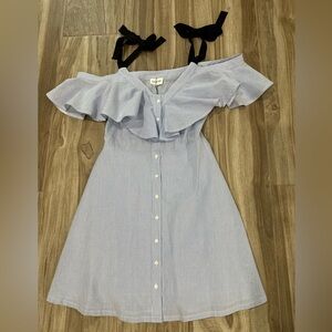 NWT Beautiful and feminine A-Line Sugar+Lips Light Blue Off-Shoulder Dress Sz S
